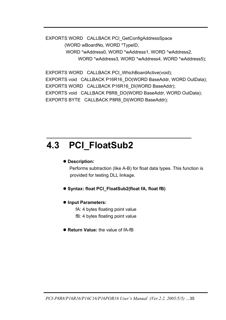Pci_floatsub2, 3 pci_f, Loat | 3 pci_floatsub2 | ICP DAS USA PCI-P16C16 User Manual | Page 35 / 48
