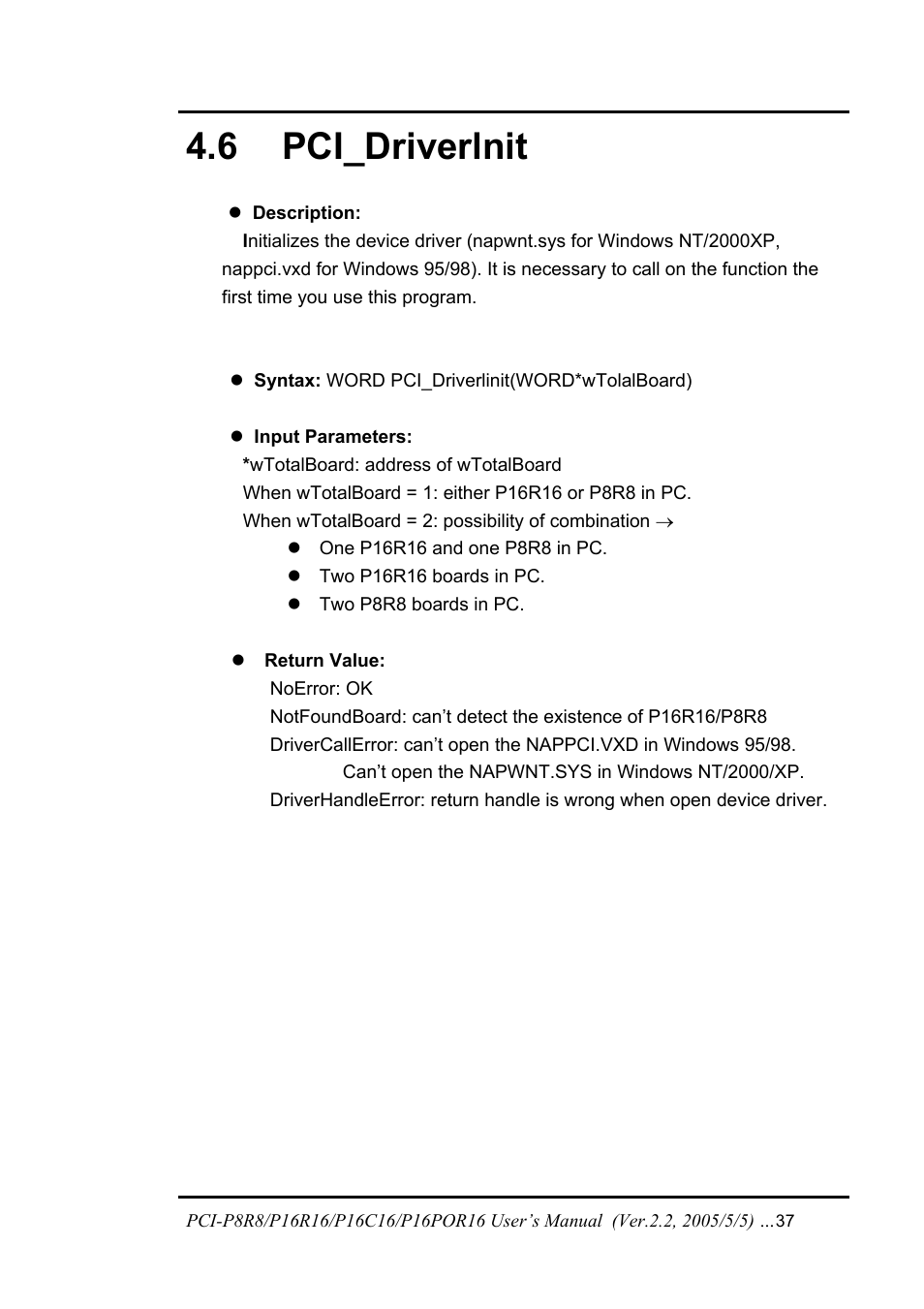Pci_driverlnit, 6 pci_d, Riverlnit | 6 pci_driverlnit | ICP DAS USA PCI-P16C16 User Manual | Page 37 / 48