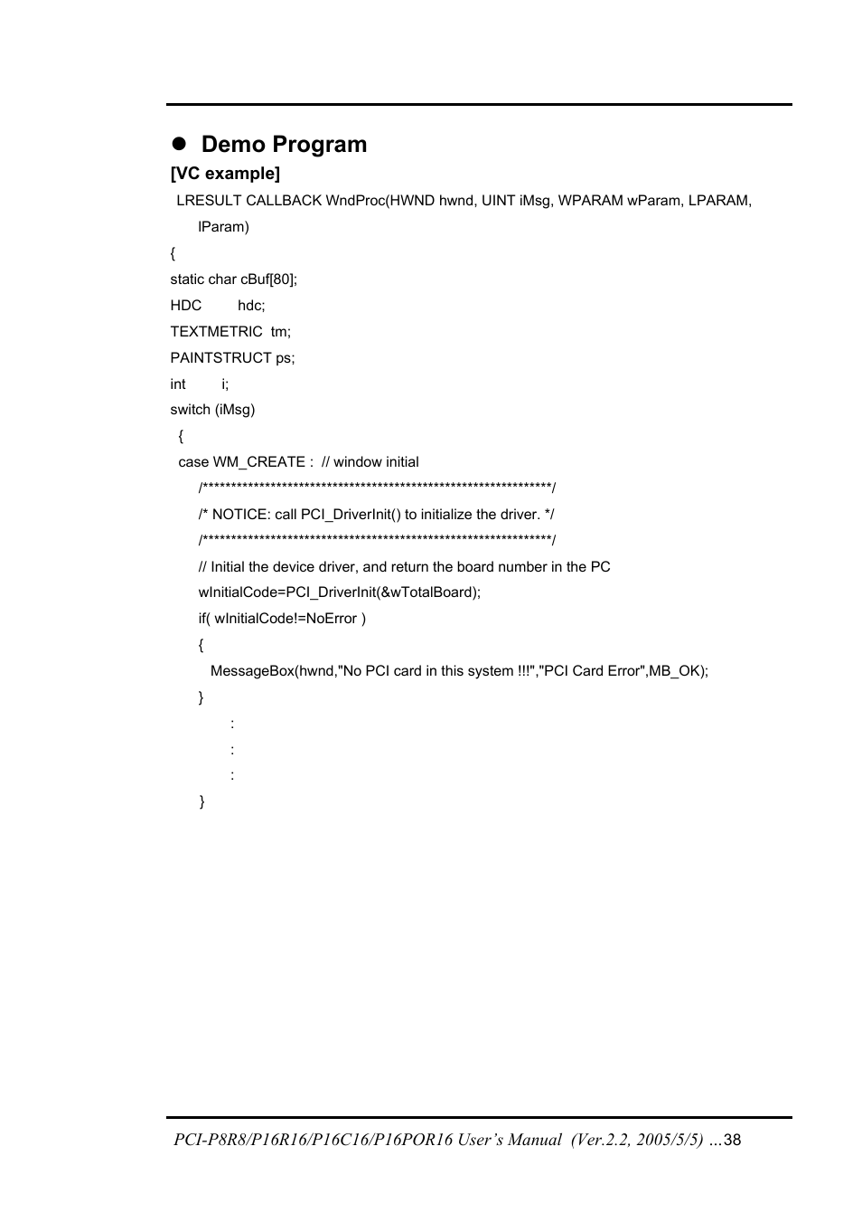 Demo program | ICP DAS USA PCI-P16C16 User Manual | Page 38 / 48