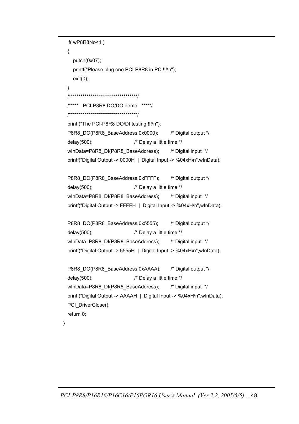 ICP DAS USA PCI-P16C16 User Manual | Page 48 / 48