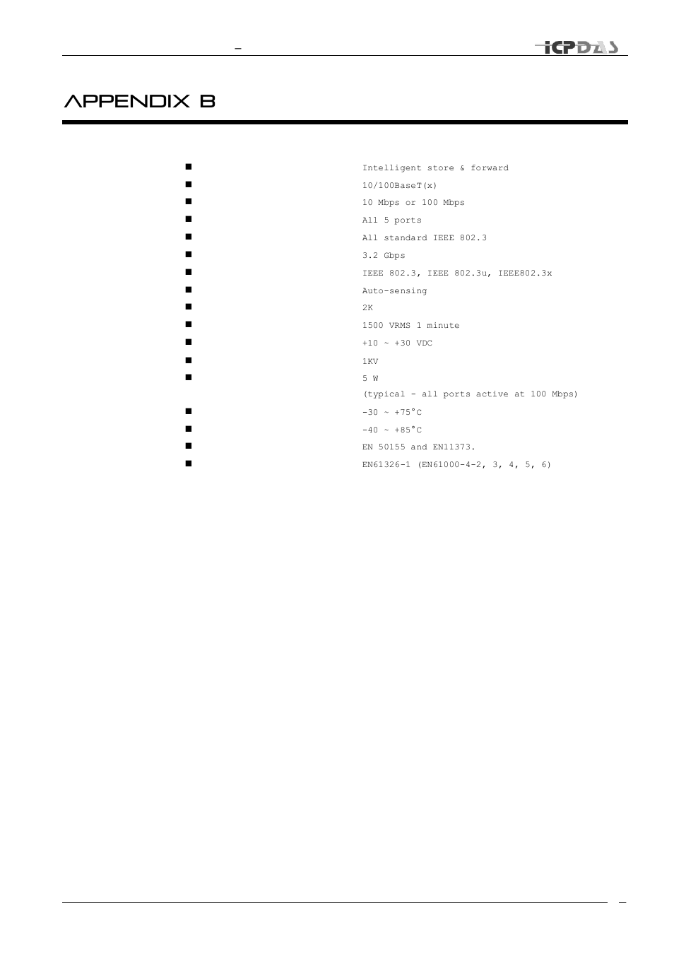 Appendix b, Specifications | ICP DAS USA TDRS4050601 User Manual | Page 39 / 77