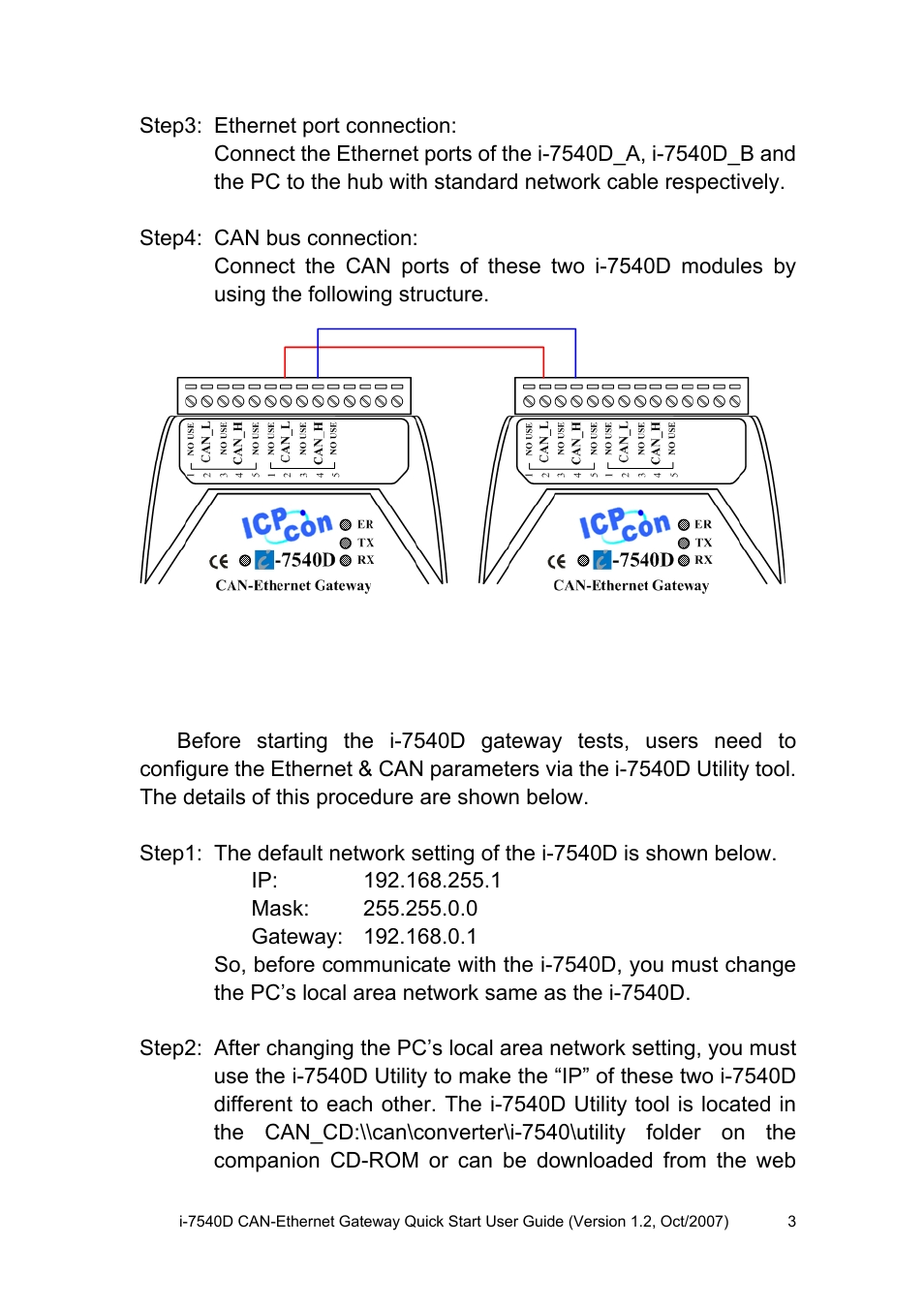 The i-7540d parameters configuration | ICP DAS USA CAN-Ethernet Gateway I-7540D User Manual | Page 3 / 8