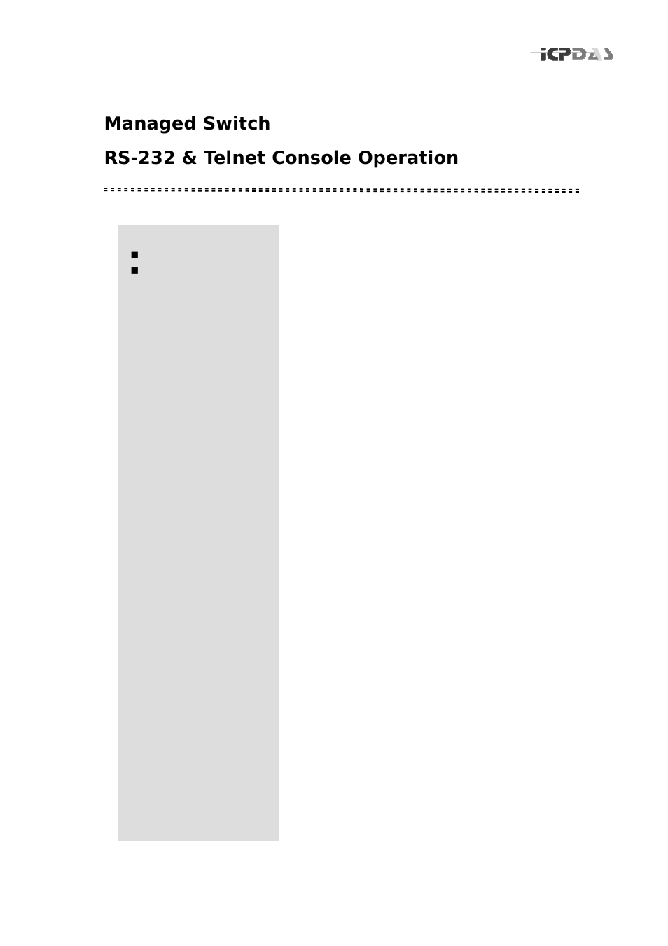 Managed switch rs-232 & telnet console operation | ICP DAS USA MSM-508 User Manual | Page 3 / 18