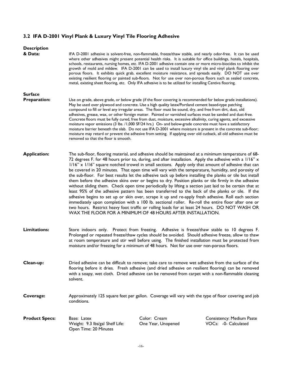 International Home Products Centiva Floors User Manual | Page 16 / 21