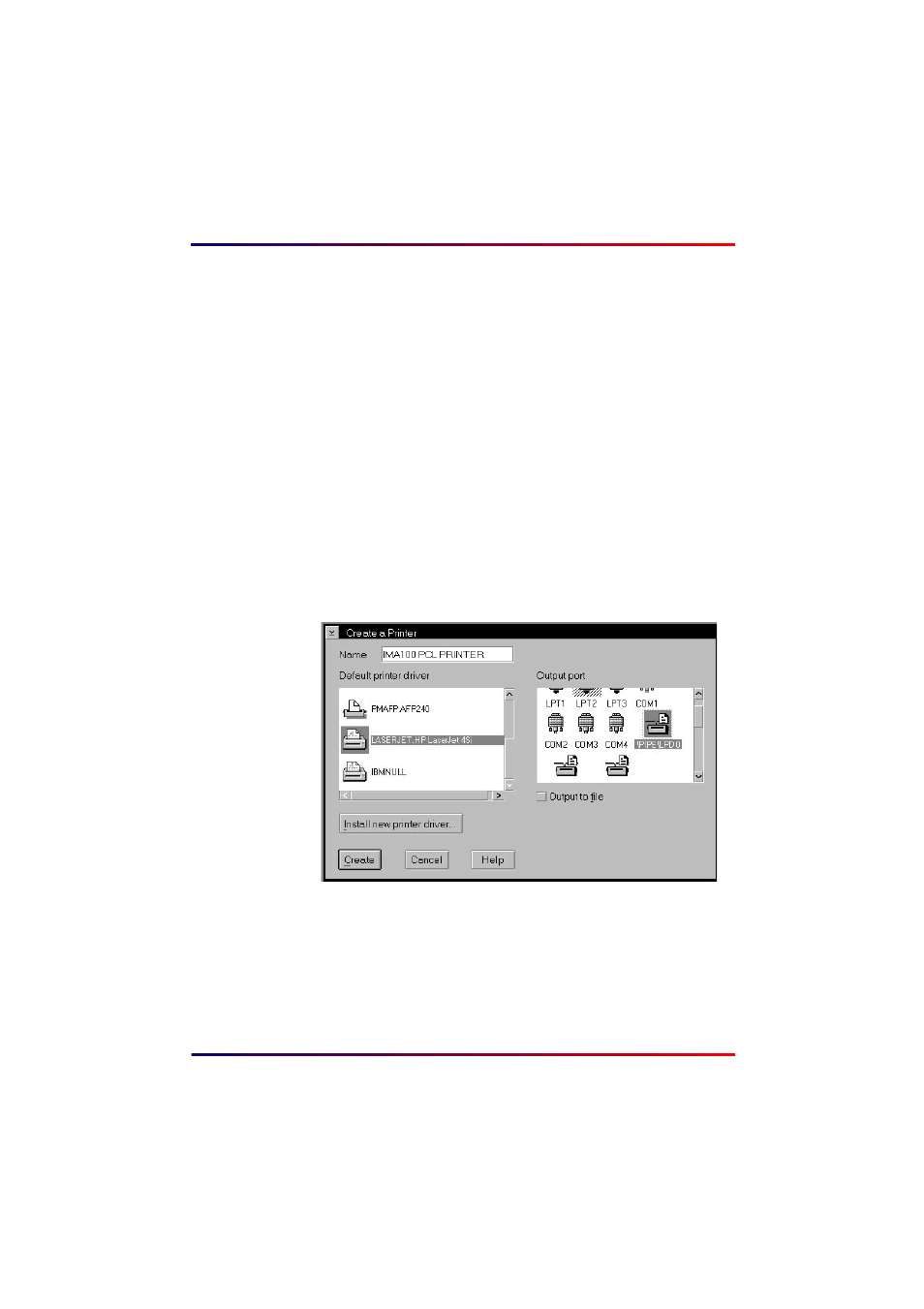 Lpr (ascii data, e.g. pcl and postscript), Create a new printer and queue | Intermate 100 User Manual | Page 60 / 257