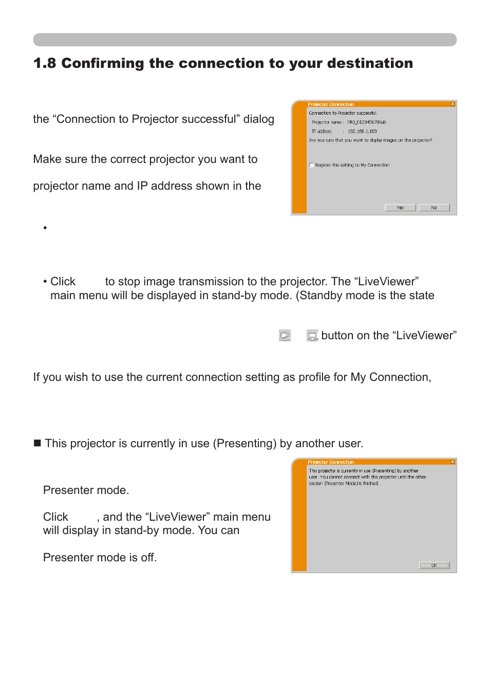 8 confirming the connection to your destination | InFocus IN5122 User Manual | Page 32 / 89