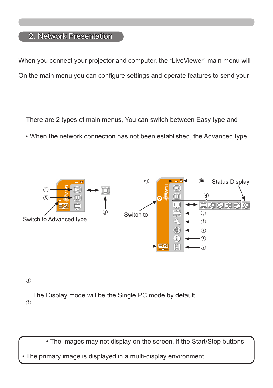 1 using the “liveviewer, Network presentation | InFocus IN5122 User Manual | Page 39 / 89