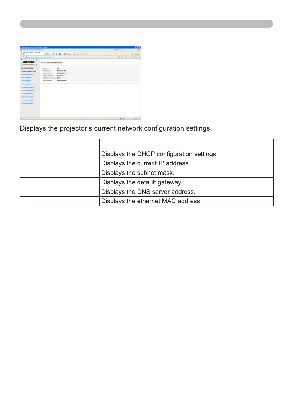 2 network information | InFocus IN5122 User Manual | Page 50 / 89