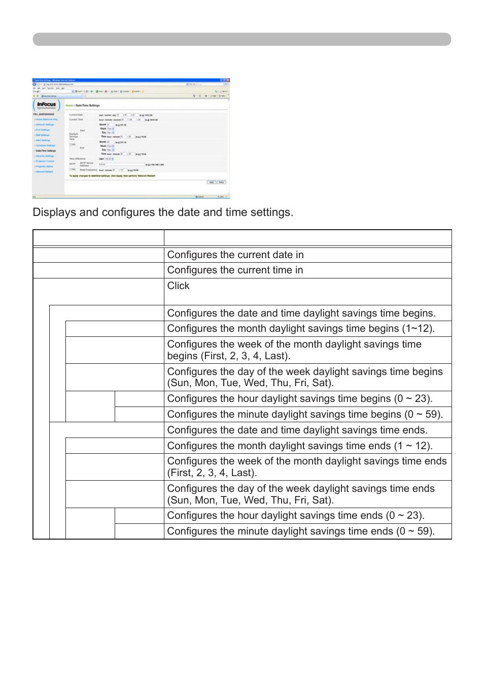 8 date/time settings | InFocus IN5122 User Manual | Page 60 / 89