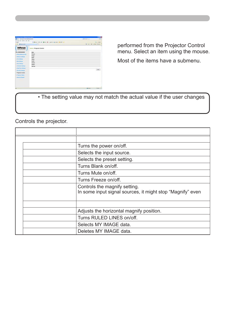 10 projector control | InFocus IN5122 User Manual | Page 63 / 89