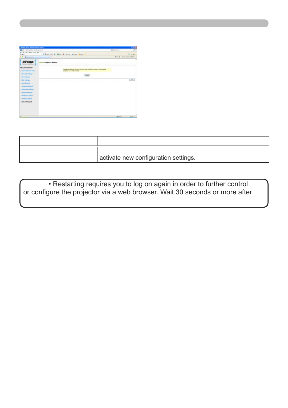 12 network restart | InFocus IN5122 User Manual | Page 70 / 89