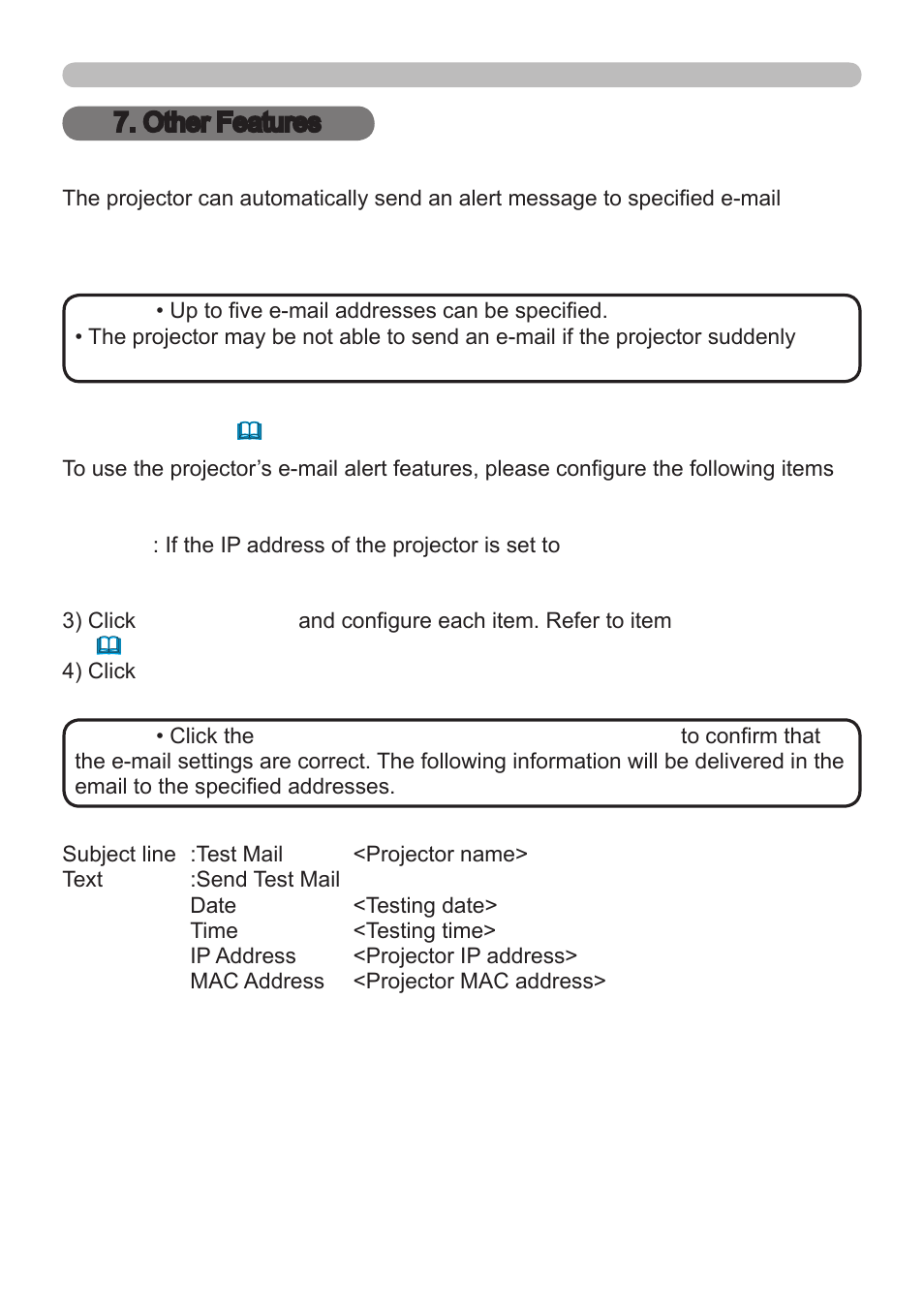 1 e-mail alerts, Other features | InFocus IN5122 User Manual | Page 79 / 89