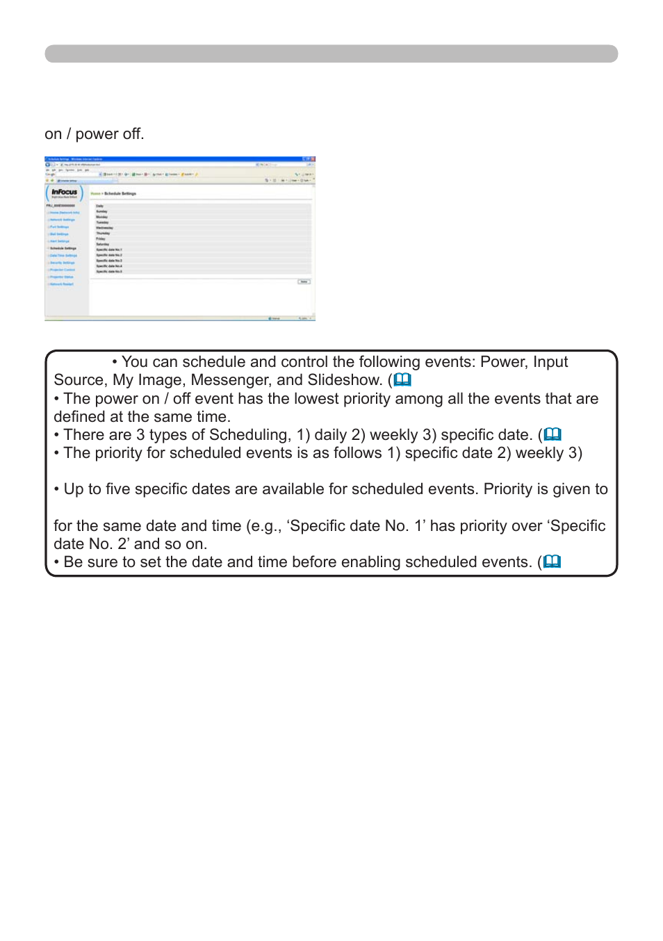 3 event scheduling | InFocus IN5122 User Manual | Page 82 / 89
