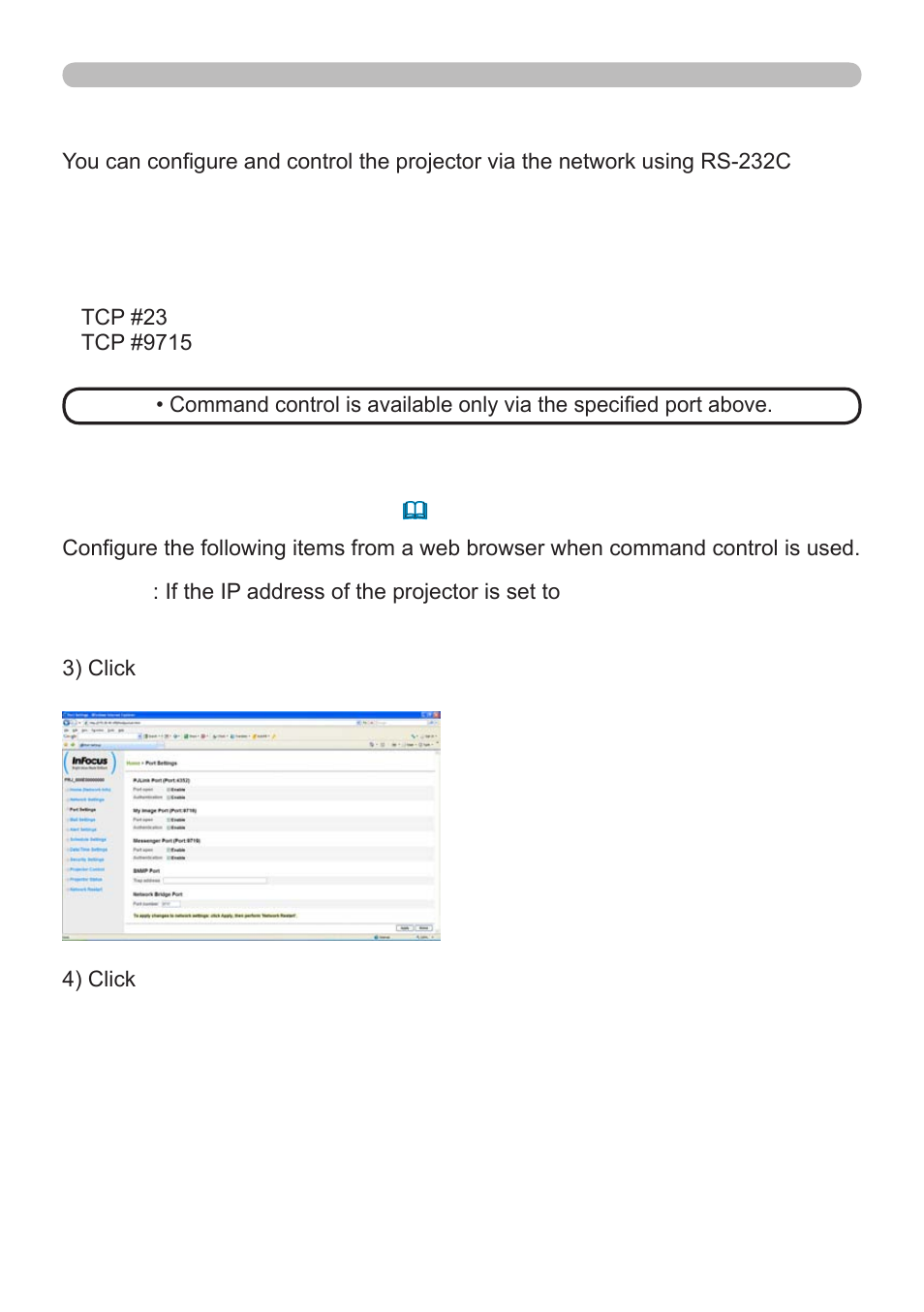 4 command control via the network | InFocus IN5122 User Manual | Page 85 / 89