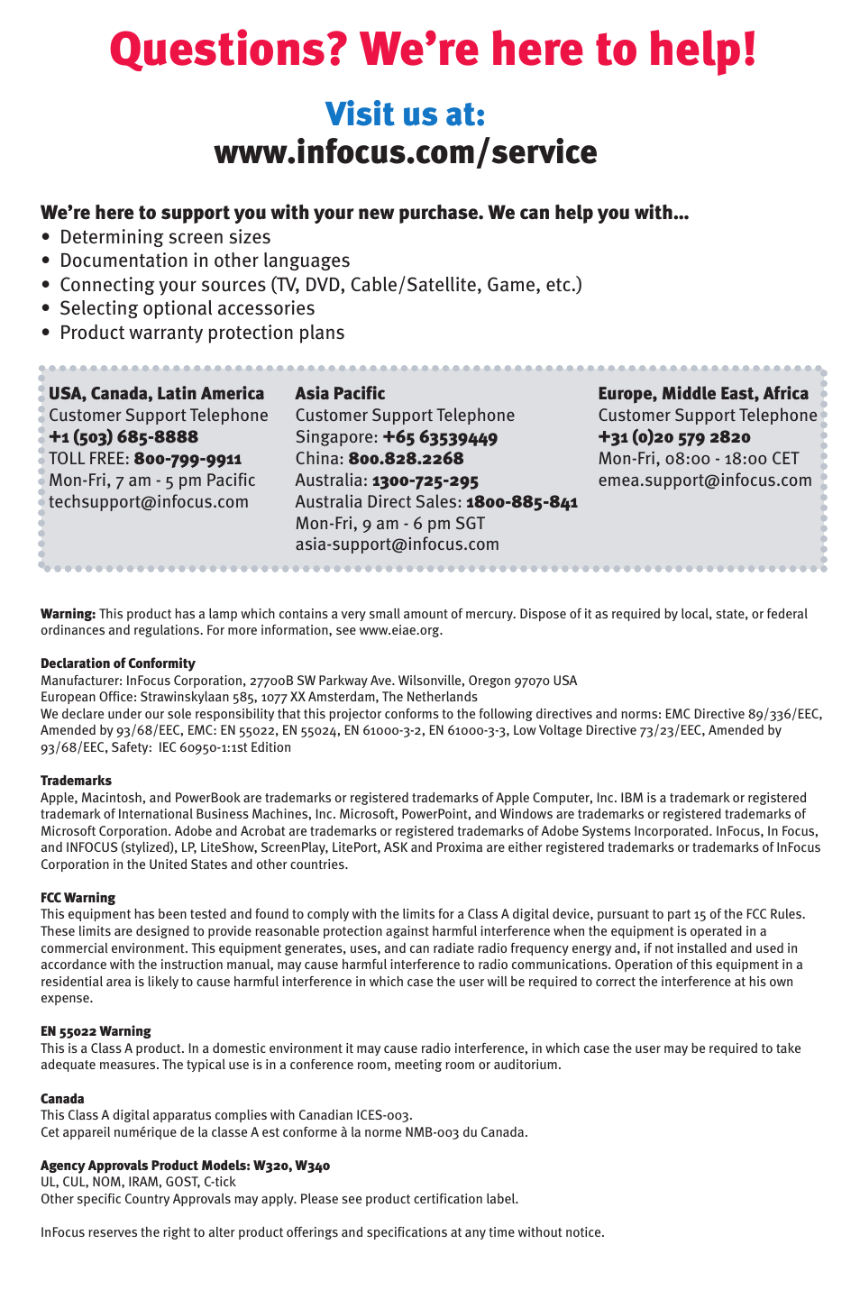 Questions? we’re here to help | InFocus in32 in34 User Manual | Page 8 / 8