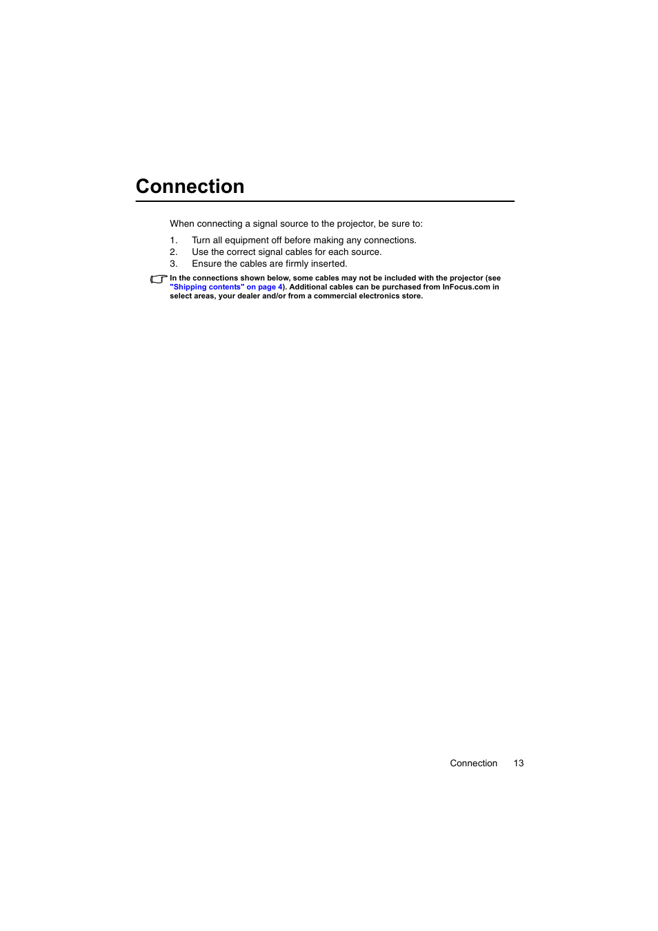 Connection | InFocus IN100 User Manual | Page 13 / 55