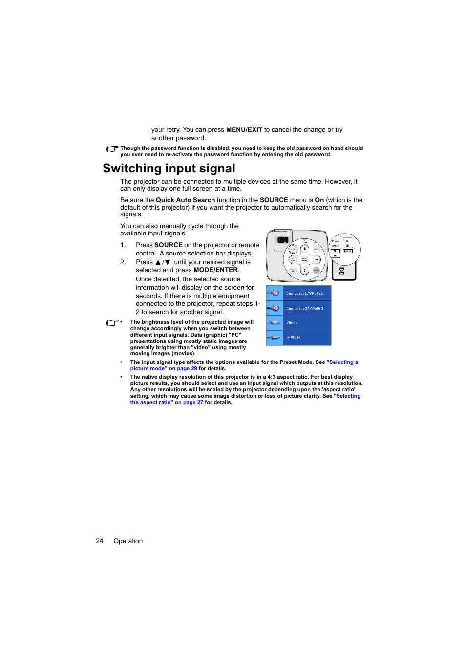 Switching input signal | InFocus IN100 User Manual | Page 24 / 55