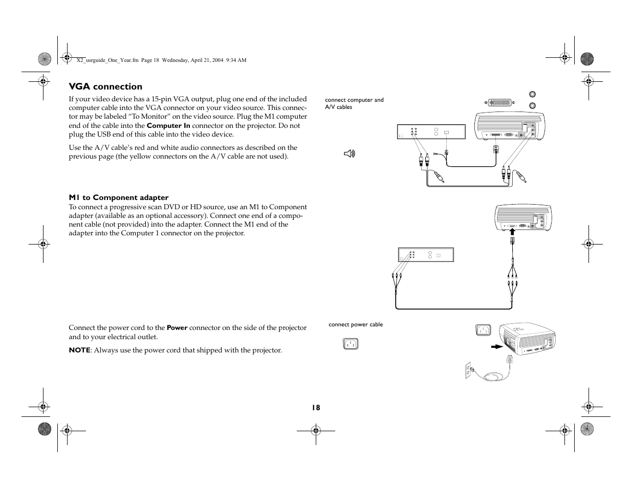 Vga connection | InFocus X2 User Manual | Page 18 / 49