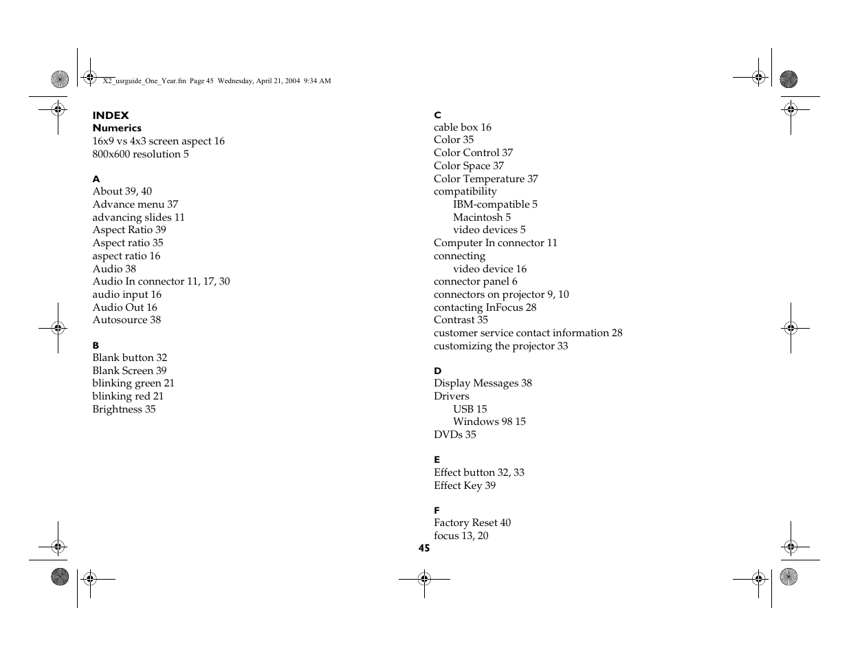 InFocus X2 User Manual | Page 45 / 49