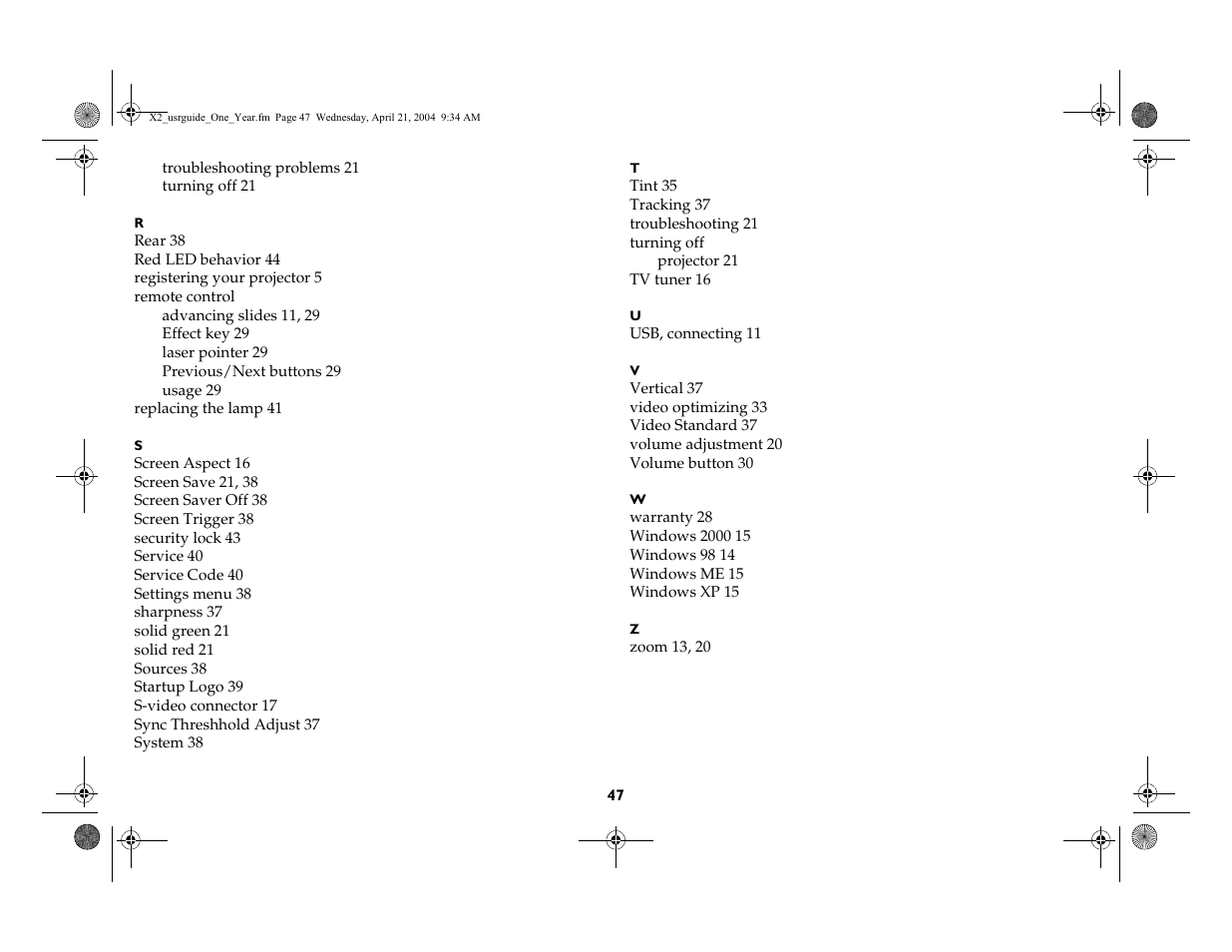 InFocus X2 User Manual | Page 47 / 49