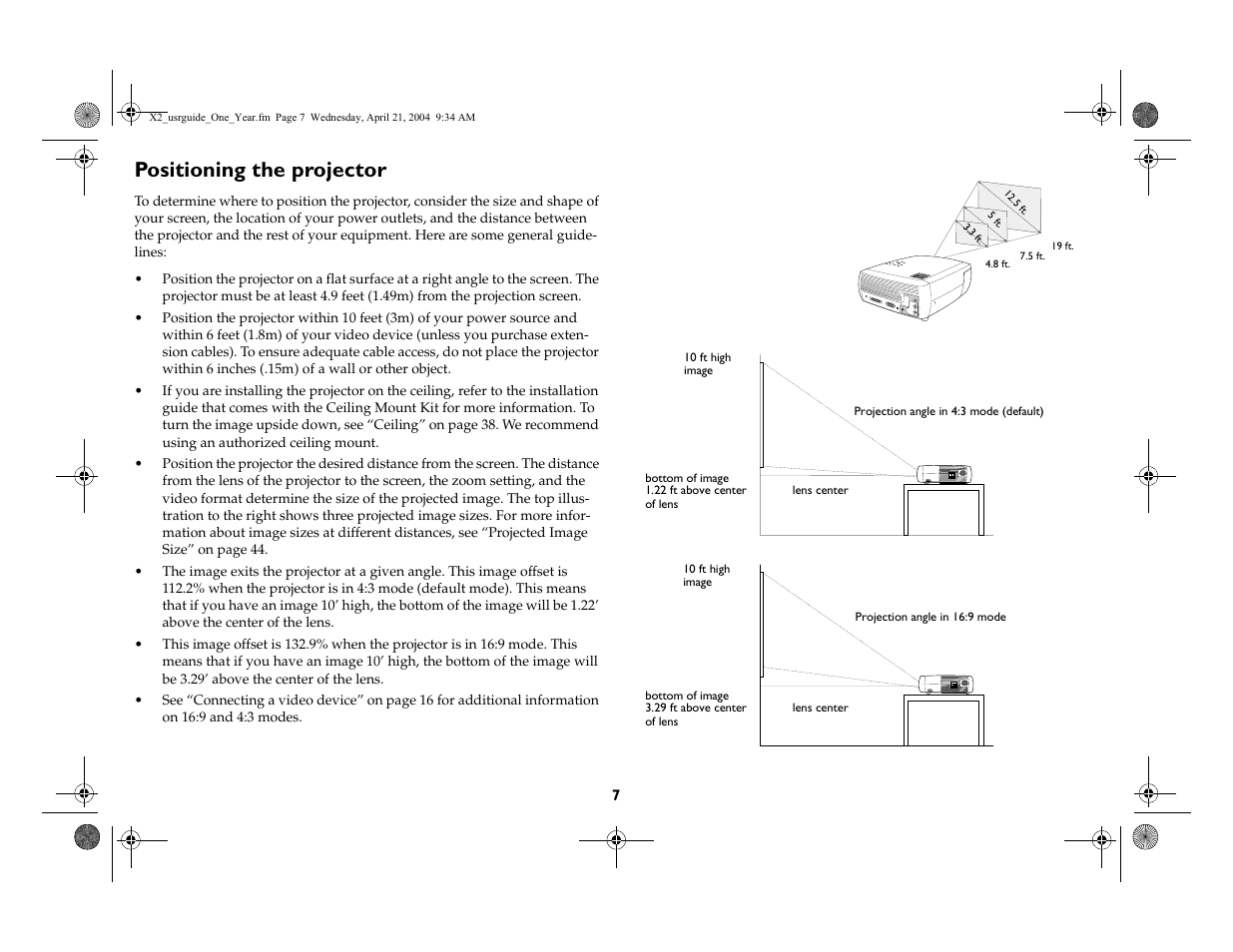 Positioning the projector | InFocus X2 User Manual | Page 7 / 49