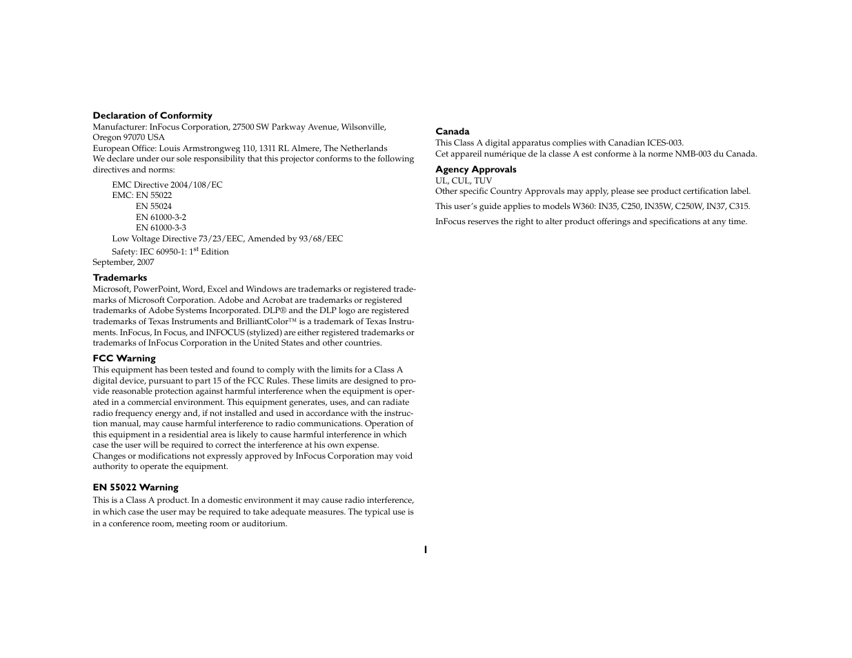 InFocus IN37 User Manual | Page 2 / 39