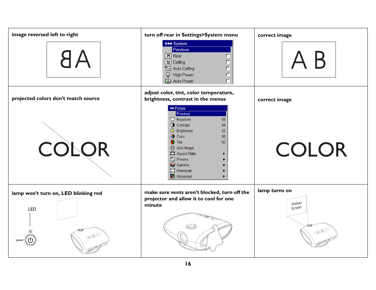 Aa b, Color | InFocus IN76 User Manual | Page 25 / 54