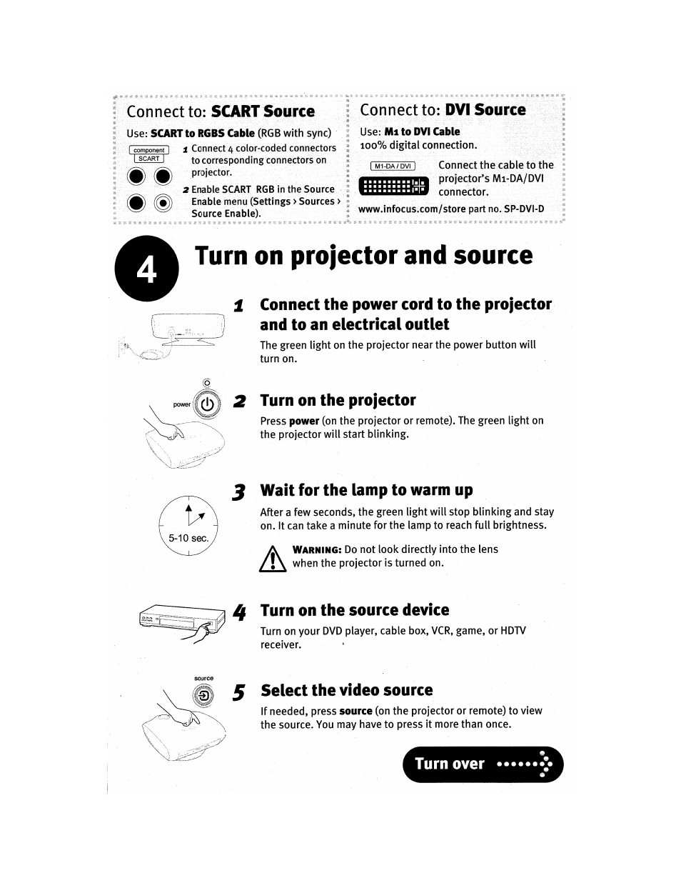 Power on / source select | InFocus IN76 User Manual | Page 4 / 54