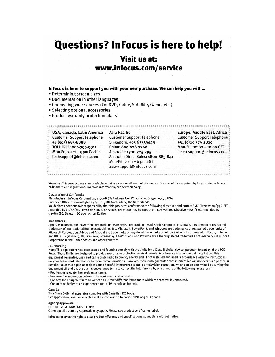 InFocus IN76 User Manual | Page 8 / 54