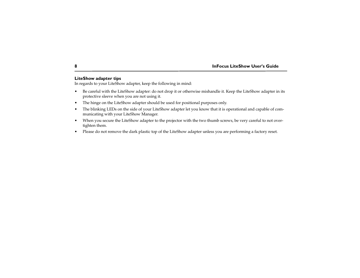 InFocus LiteShow network adapter User Manual | Page 13 / 52