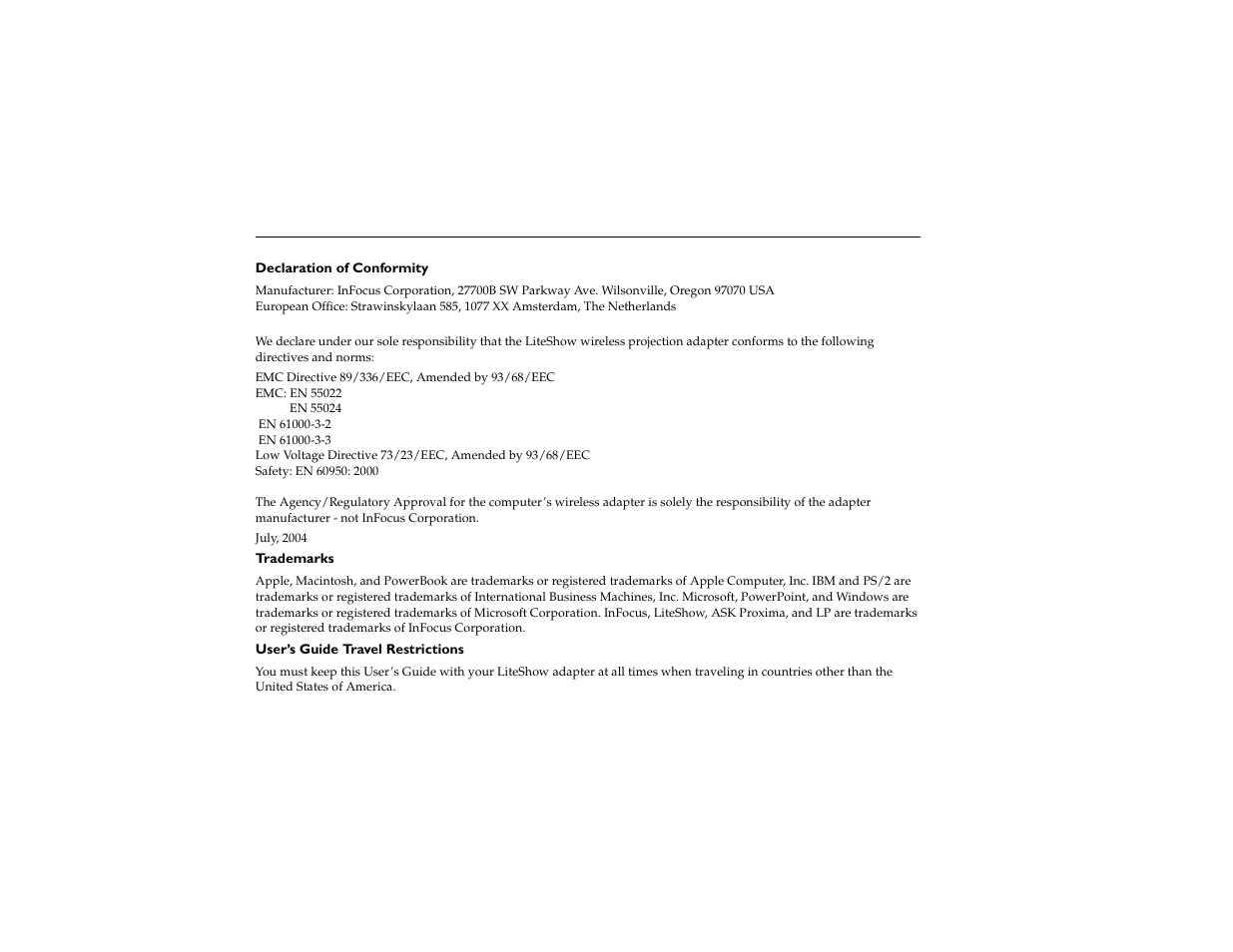 InFocus LiteShow network adapter User Manual | Page 2 / 52