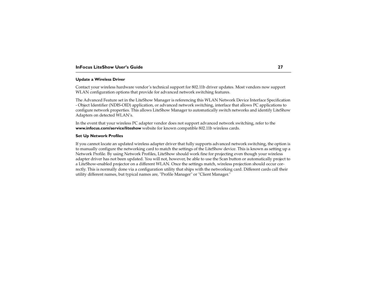 InFocus LiteShow network adapter User Manual | Page 32 / 52