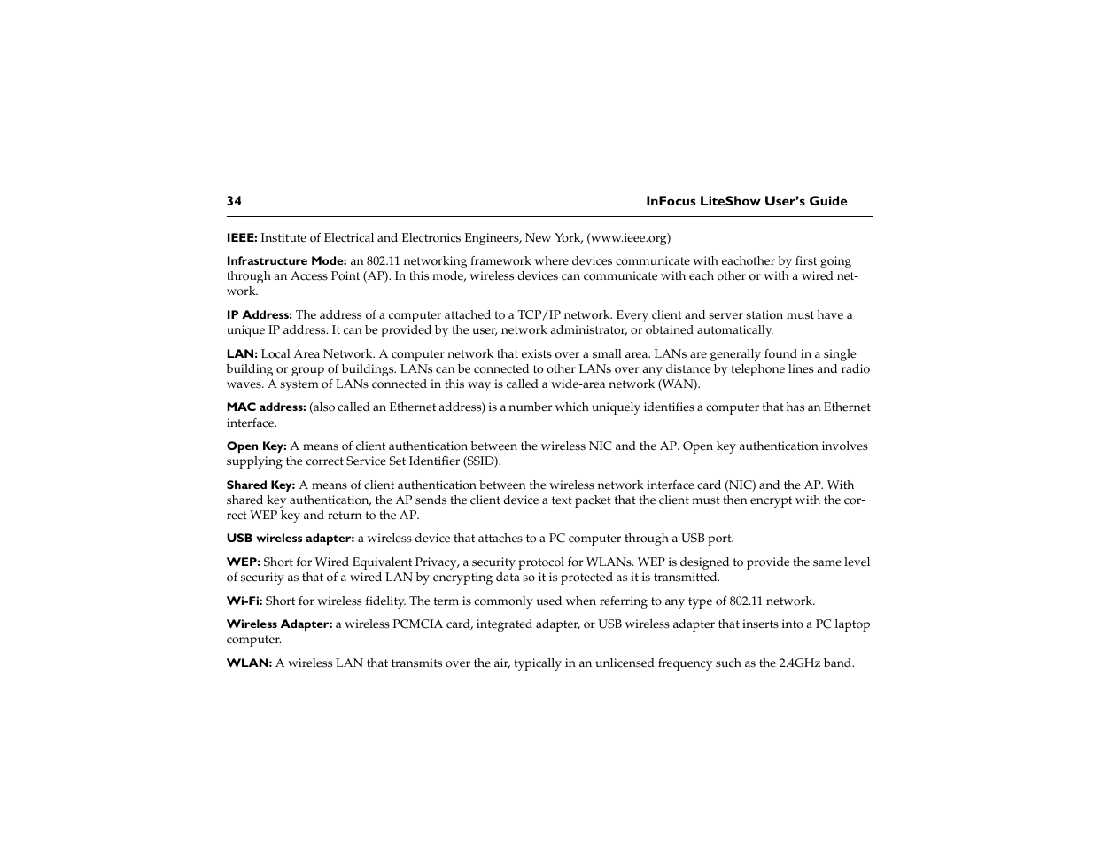 InFocus LiteShow network adapter User Manual | Page 39 / 52