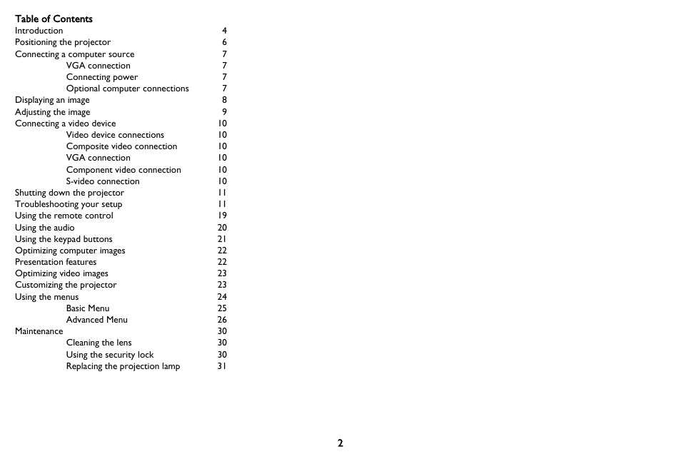 InFocus IN116 User Manual | Page 3 / 35