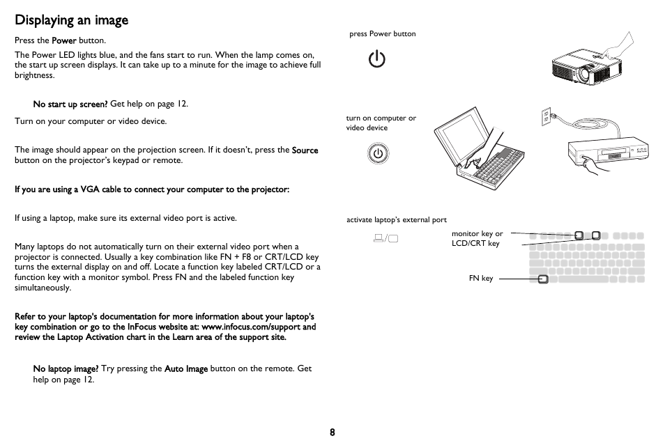 Displaying an image | InFocus IN116 User Manual | Page 9 / 35