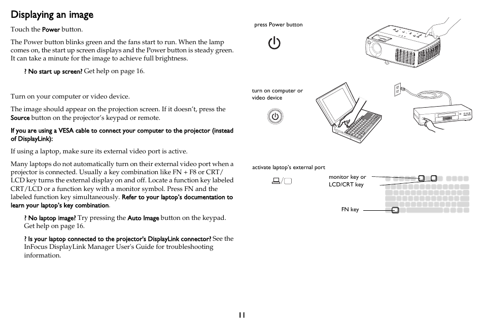 Displaying an image | InFocus IN3102 User Manual | Page 12 / 39