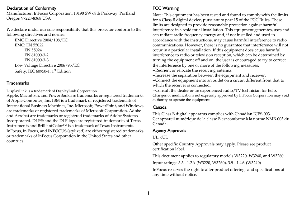 InFocus IN3102 User Manual | Page 2 / 39