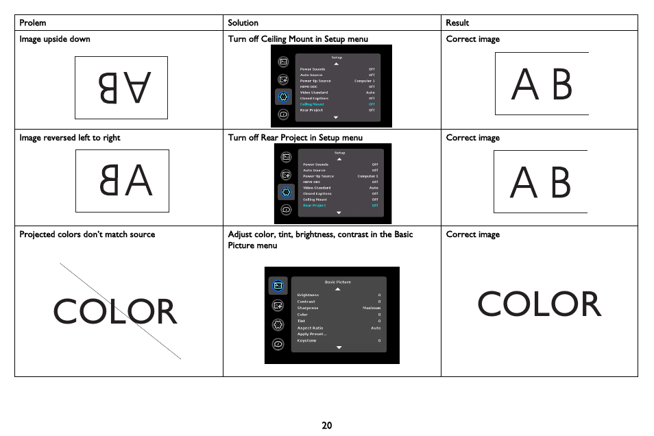 Color | InFocus IN3102 User Manual | Page 21 / 39