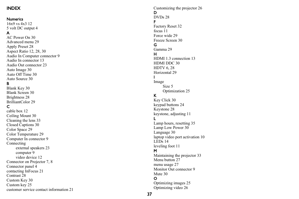 InFocus IN3102 User Manual | Page 38 / 39