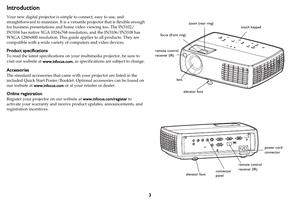 Introduction | InFocus IN3102 User Manual | Page 4 / 39