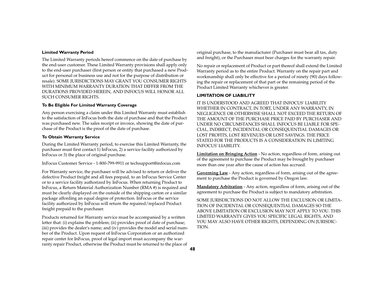 InFocus X1 User Manual | Page 48 / 49