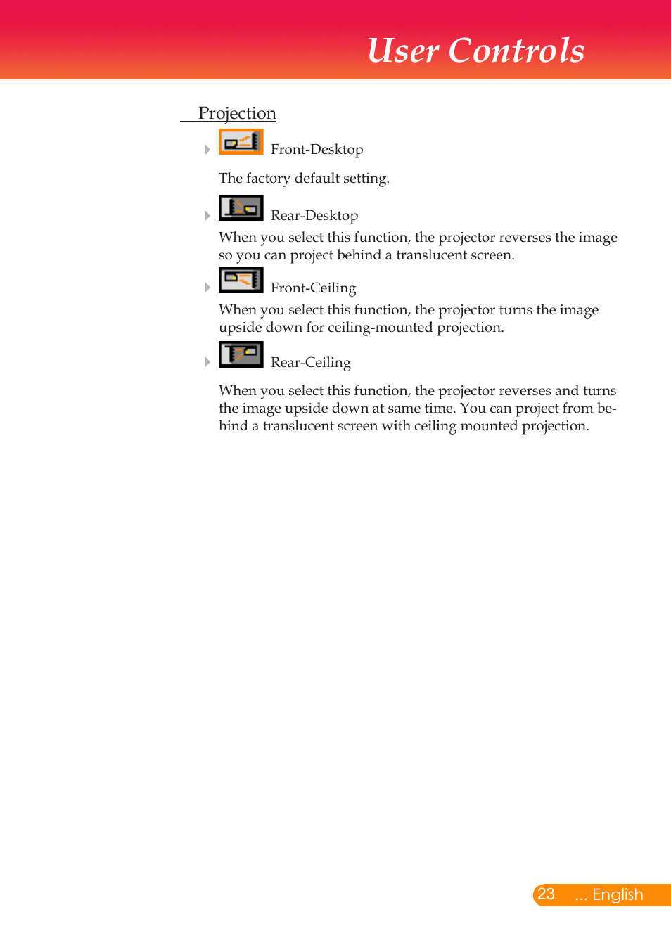User controls | InFocus X6 User Manual | Page 24 / 37