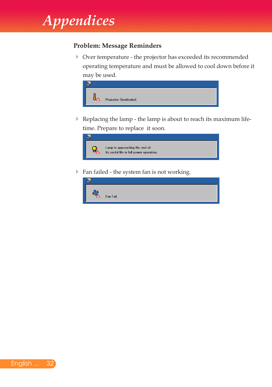 Appendices | InFocus X6 User Manual | Page 33 / 37