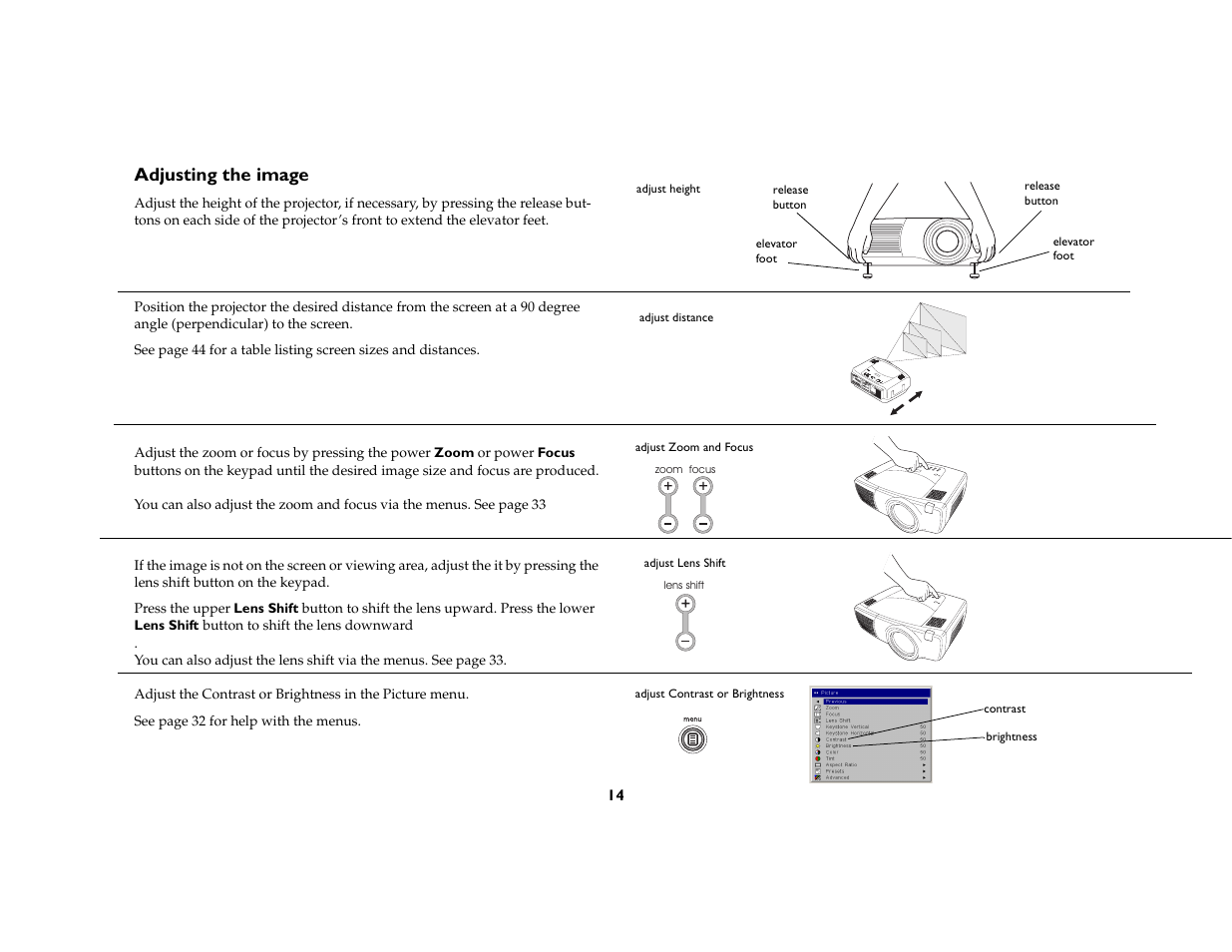 Adjusting the image | InFocus DP8400x User Manual | Page 15 / 61