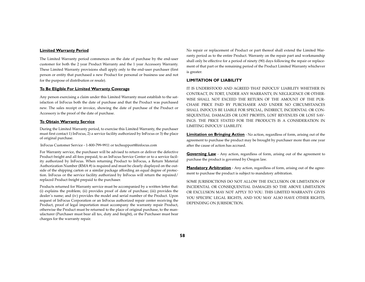 InFocus DP8400x User Manual | Page 59 / 61