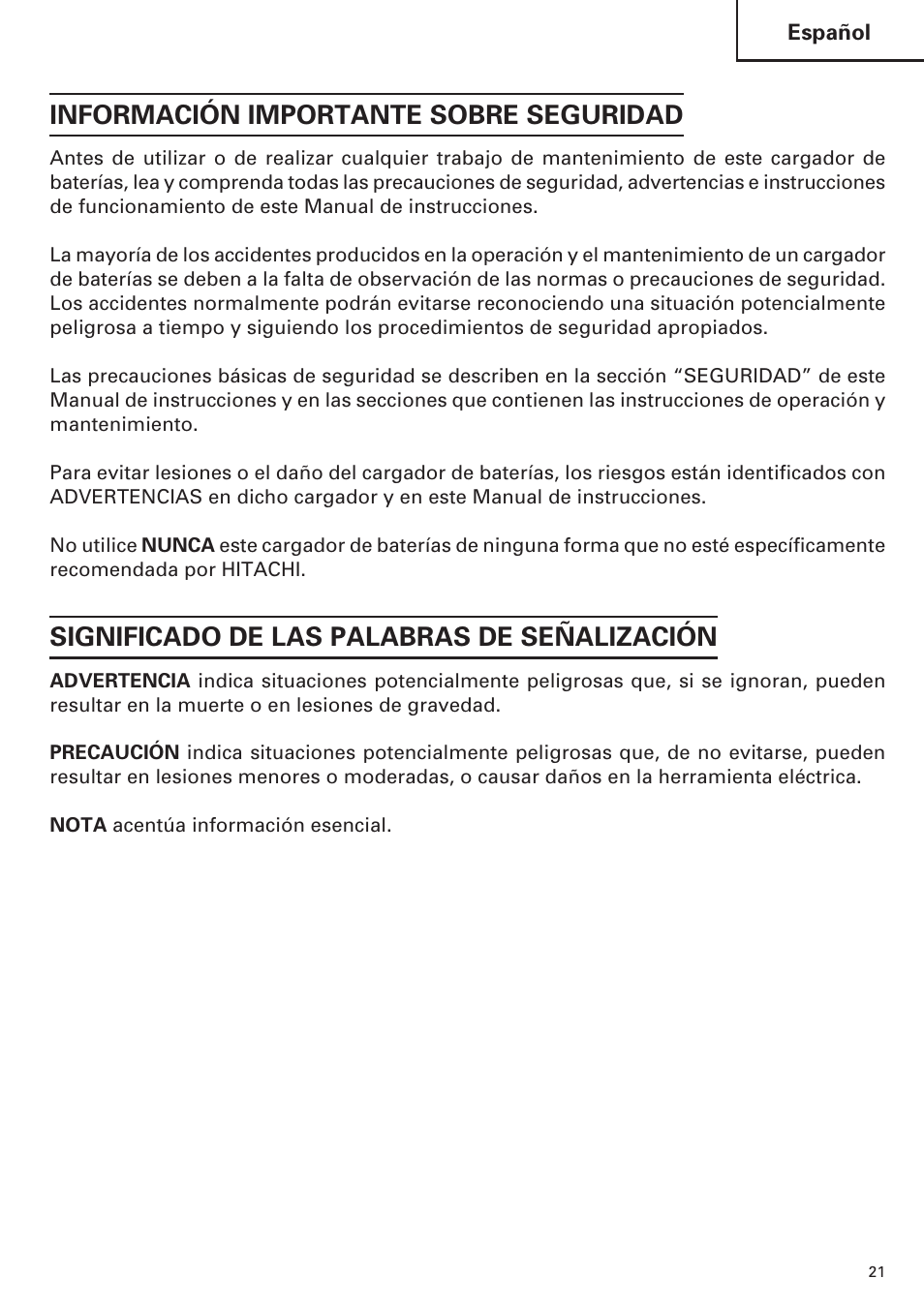 Información importante sobre seguridad, Significado de las palabras de señalización | InFocus UC 18SD User Manual | Page 21 / 32