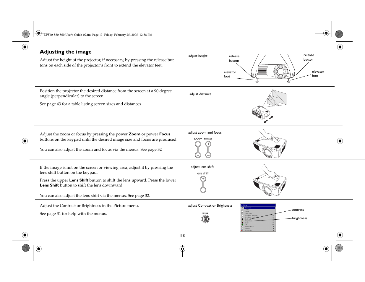 Adjusting the image | InFocus INTEGRATION LP840 User Manual | Page 15 / 60