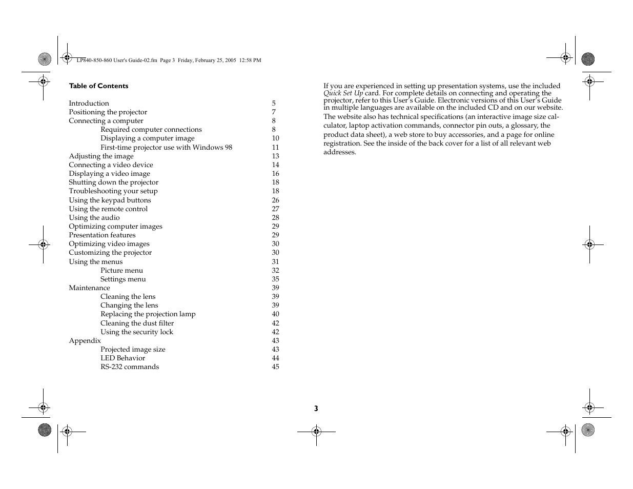 InFocus INTEGRATION LP840 User Manual | Page 5 / 60