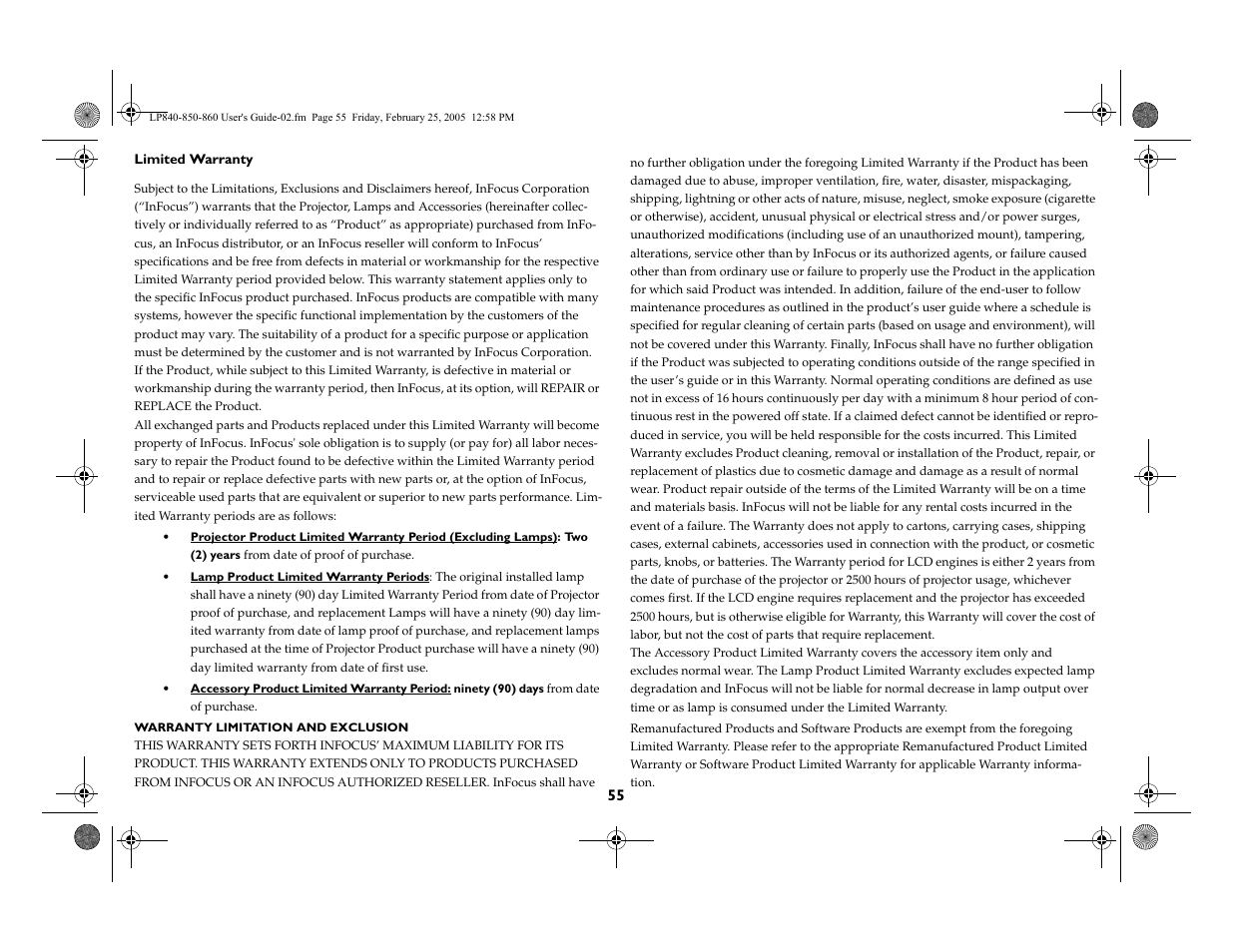 InFocus INTEGRATION LP840 User Manual | Page 57 / 60