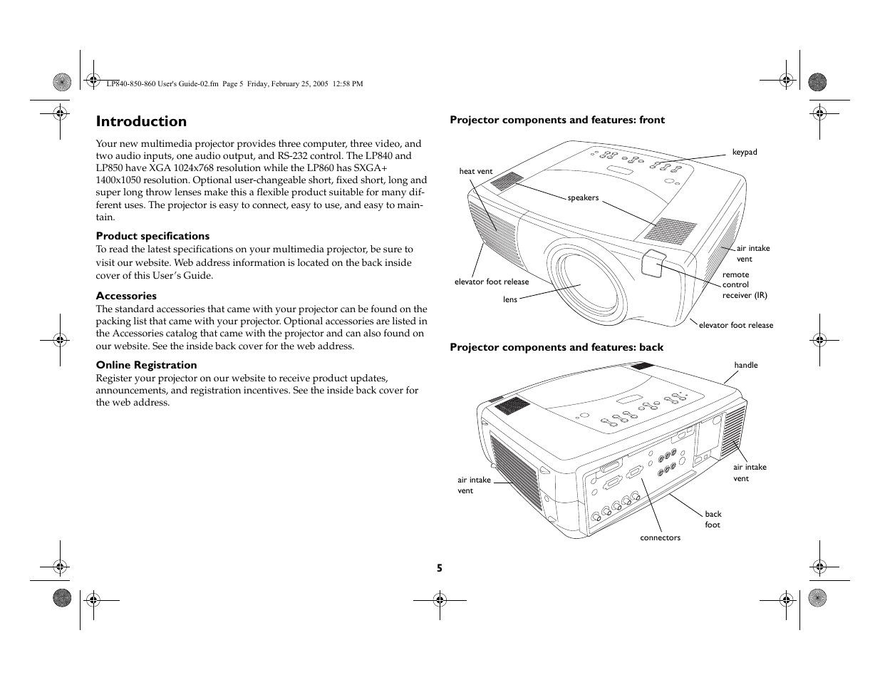 Introduction | InFocus INTEGRATION LP840 User Manual | Page 7 / 60